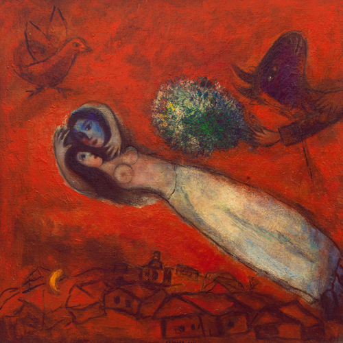 Marc Chagall, Les Amants au ciel rouge (Lovers in the Red Sky), 1950