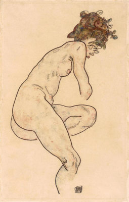 Egon Schiele - Seated Nude with Bent Left Knee, 1918